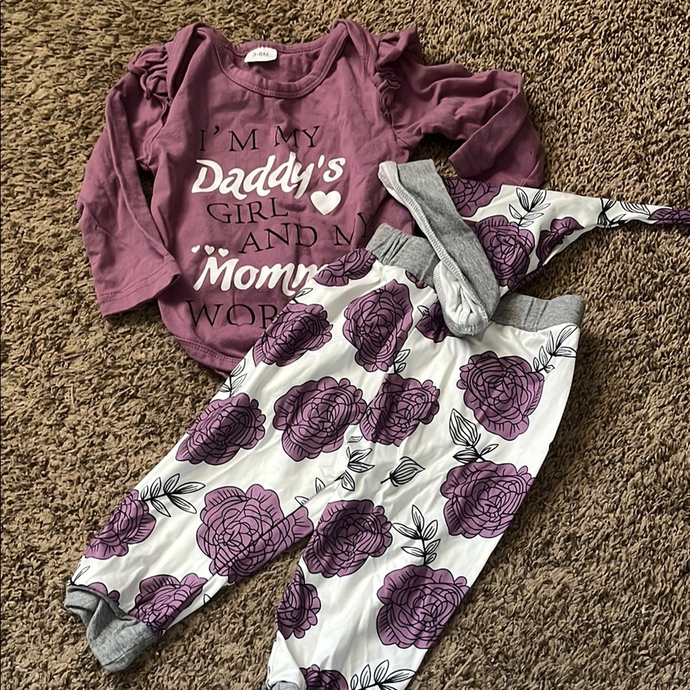 Cute Purple Floral Baby Outfit